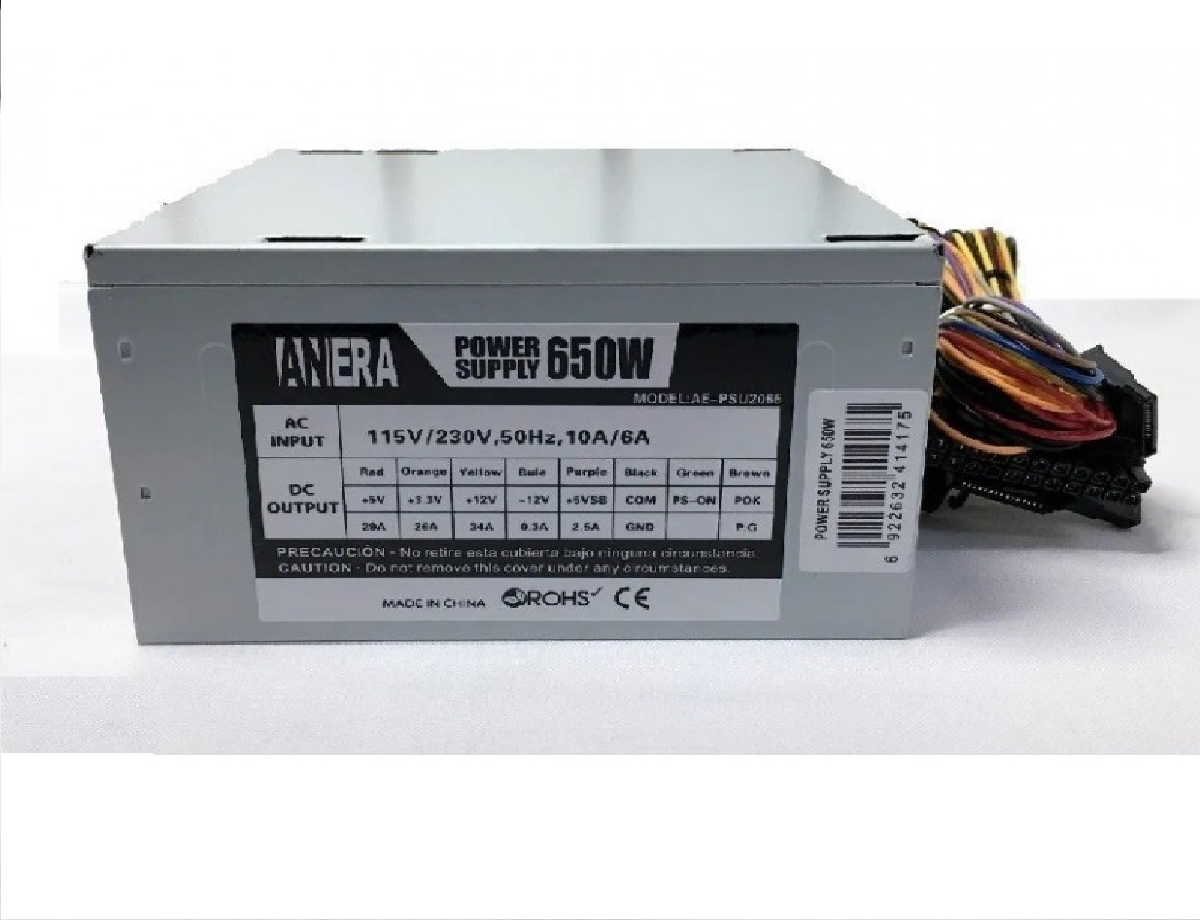 FUENTE DE PODER 650W+ CABLE DE PODER FUENTE DE PODER 650W+ CABLE DE PODER - Imagen 1