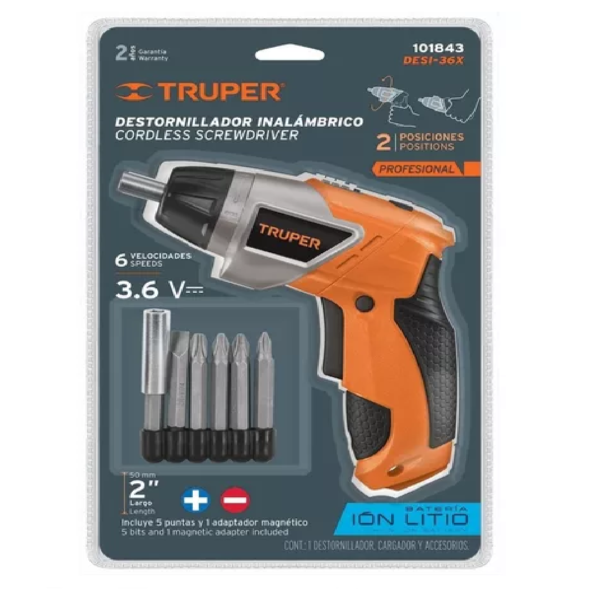 DESTORNILLADOR INALAMBRICO 3.6V C/PUNTAS TRUPER - Imagen 3