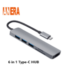 ADAPTADOR TIPO C 6EN1 HDMI USB3P ALUMINIO