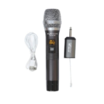 MICROFONO INALAMBRICO HURAKAN  UHF + RECEPTOR 650 RECARGABLE
