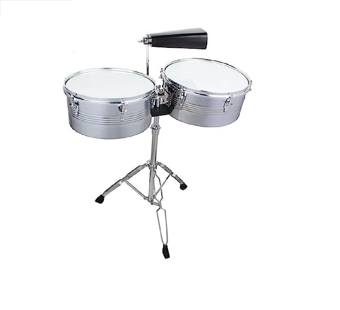 MX-LT-156C JUEGO DE TIMBALES LATINOS DE METAL DE 13" Y 14" CON SOPORTE - Imagen 1