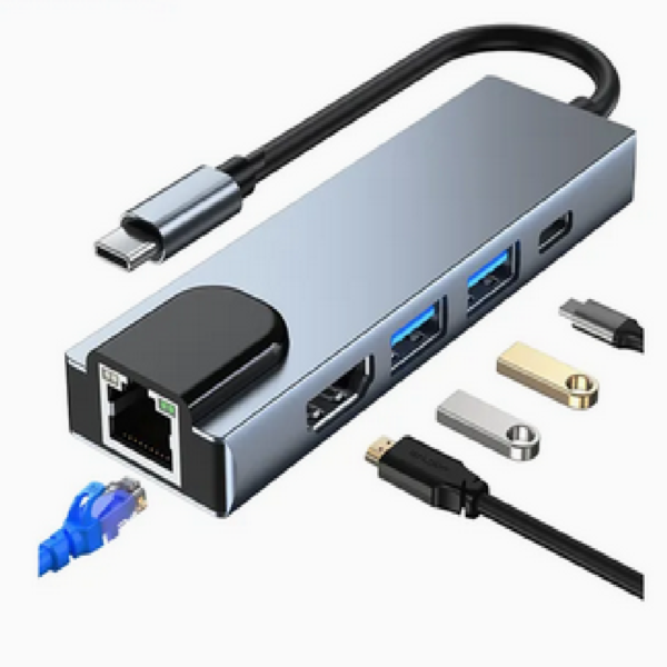 HUB TIPO C 5 EN 1 USB-1HD/PD/RJ45 - Imagen 2