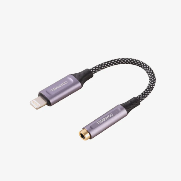 CABLE TIPO LIGHTNING A 3.5MM JACK 12CM  GRIS TRANYOO - Imagen 2