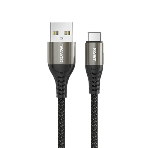 CABLE USB3.0 A TIPO C CARGA  RAPIDA TRENZADO 2MTS NEGRO - Imagen 2