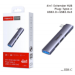HUB USB 3 PUERTOS USB2.0 -1PUERTO USB3.0 TYPE-C METALICO