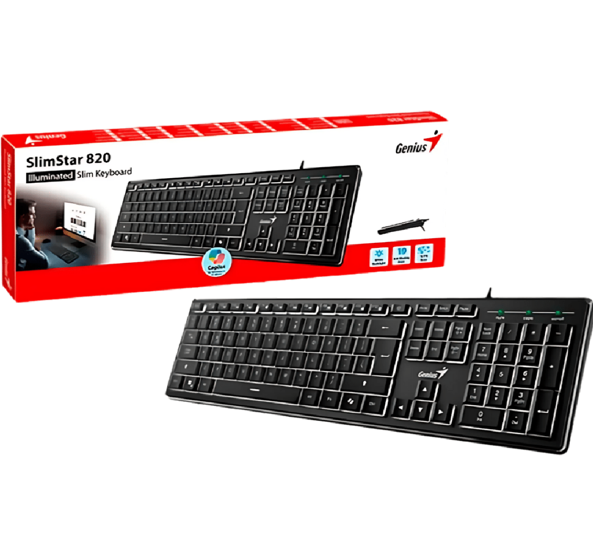 TECLADO GENIUS SlimStar 820 Illuminated Slim USB with AI Copilot 1 TECLADO GENIUS SlimStar 820 Illuminated Slim USB with AI Copilot - Imagen 1