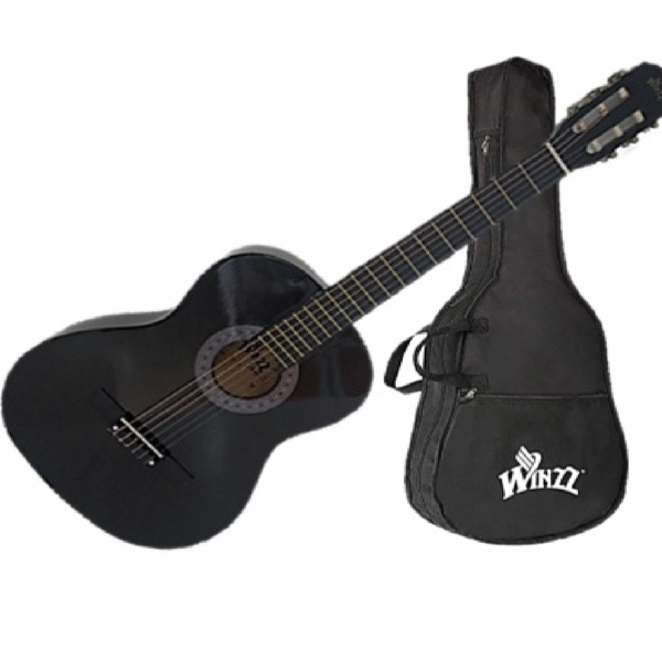 GUITARRA CLÁSICA NEGRA DE MADERA DE ABETO Y TILO 39# - Imagen 2