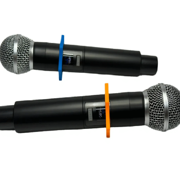 MICROFONO DOBLE RECARGABLES CON BASE INALAMBRICO UHF GRIS - Imagen 6