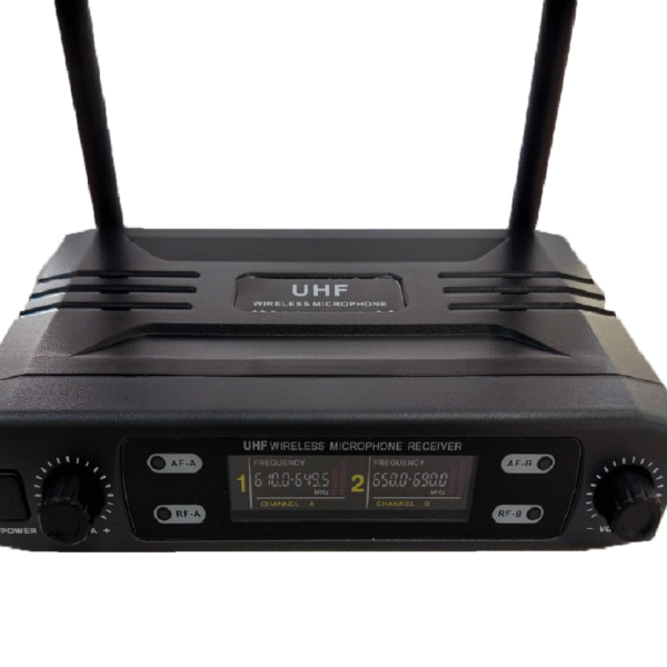 MICROFONO DOBLE RECARGABLES CON BASE INALAMBRICO UHF GRIS - Imagen 3
